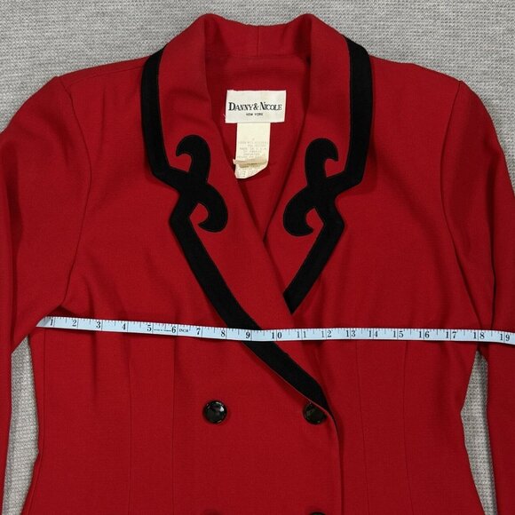 Vintage Danny Nicole Womens Red Double Breasted Dress Coat Padded Shoulders Sz 8 - Picture 11 of 16